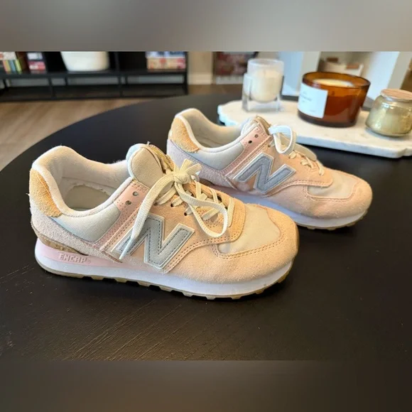 New Balance Pastel Pink and Cream Sneakers - Picture 2 of 5